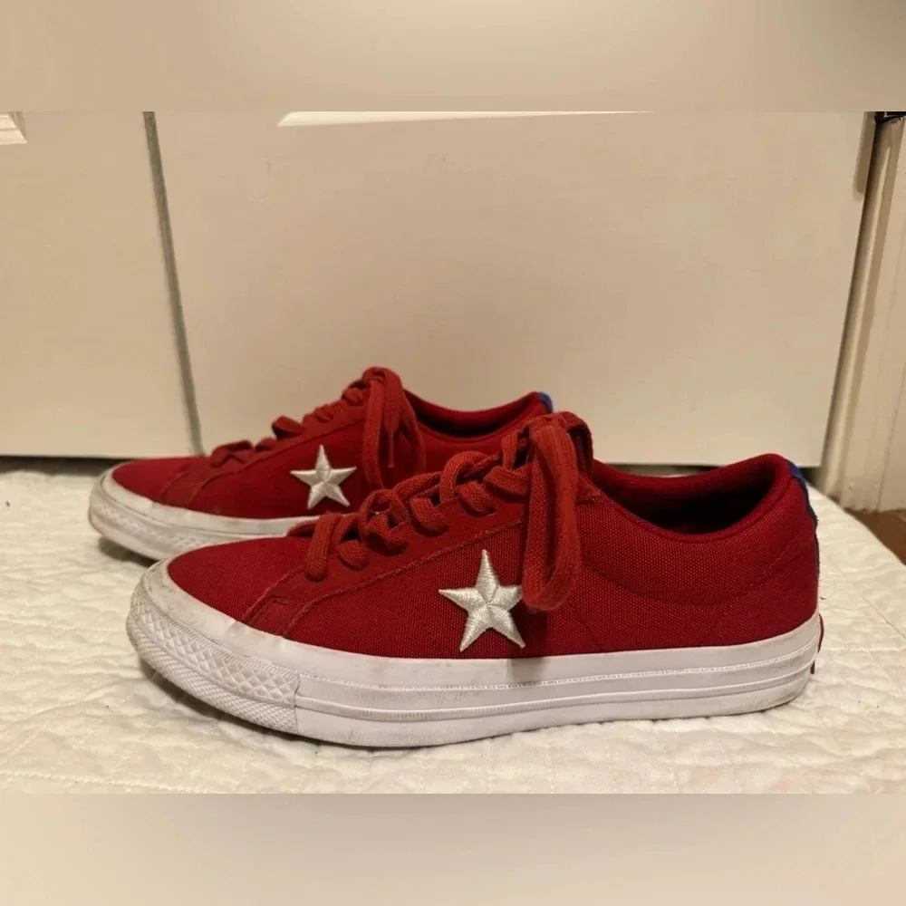 Converse One Star Pro Red Canvas Athletic Low Top Sneakers Big Kid Sz 5.5